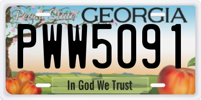GA license plate PWW5091