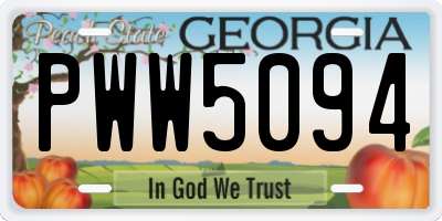 GA license plate PWW5094