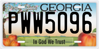 GA license plate PWW5096