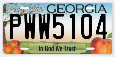 GA license plate PWW5104