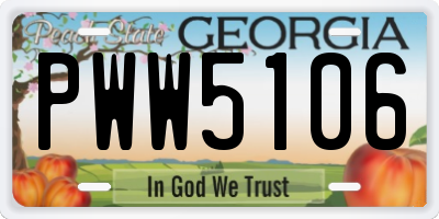 GA license plate PWW5106