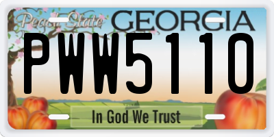 GA license plate PWW5110