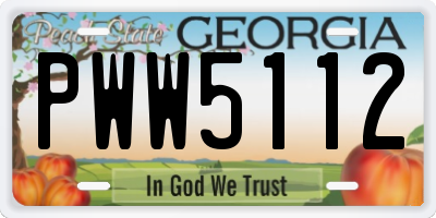 GA license plate PWW5112