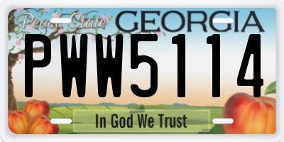 GA license plate PWW5114