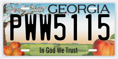 GA license plate PWW5115