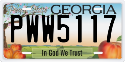 GA license plate PWW5117