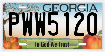 GA license plate PWW5120