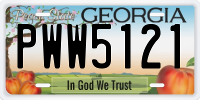 GA license plate PWW5121