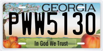 GA license plate PWW5130