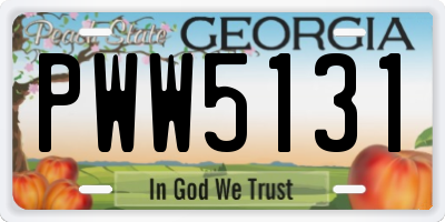 GA license plate PWW5131