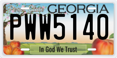 GA license plate PWW5140