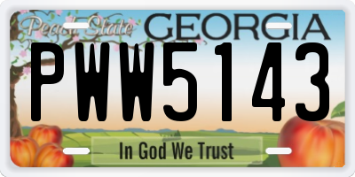 GA license plate PWW5143