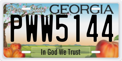 GA license plate PWW5144