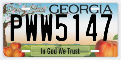 GA license plate PWW5147