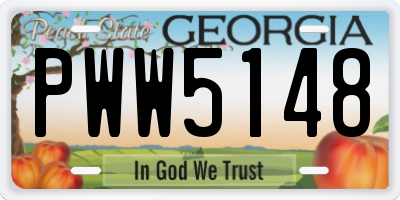 GA license plate PWW5148
