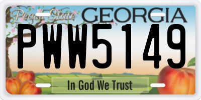 GA license plate PWW5149