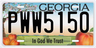 GA license plate PWW5150