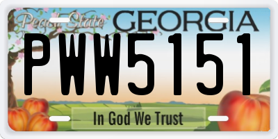 GA license plate PWW5151