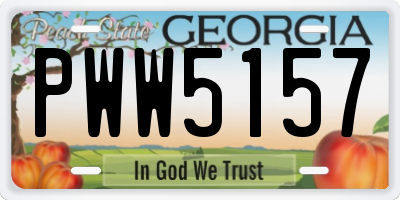 GA license plate PWW5157