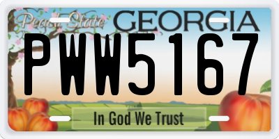 GA license plate PWW5167