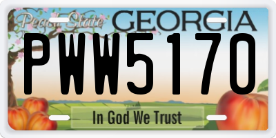 GA license plate PWW5170