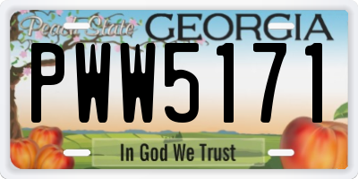 GA license plate PWW5171