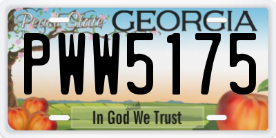 GA license plate PWW5175