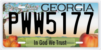 GA license plate PWW5177