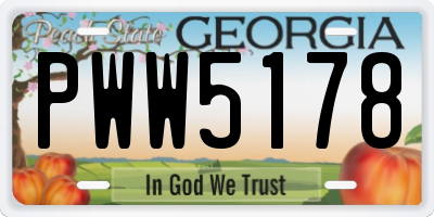 GA license plate PWW5178