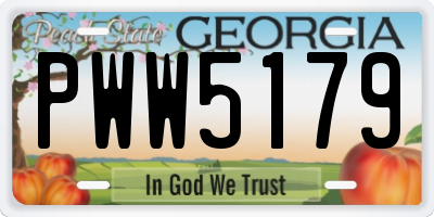 GA license plate PWW5179