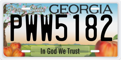 GA license plate PWW5182