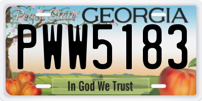GA license plate PWW5183