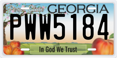 GA license plate PWW5184