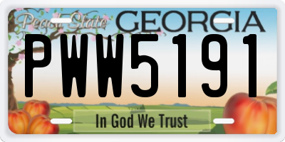 GA license plate PWW5191