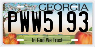 GA license plate PWW5193