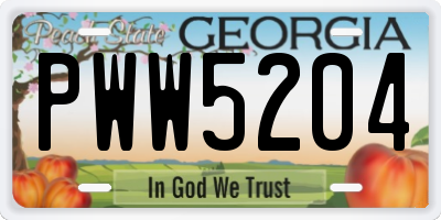 GA license plate PWW5204