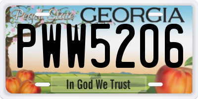 GA license plate PWW5206
