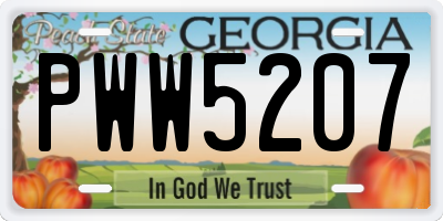 GA license plate PWW5207