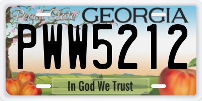 GA license plate PWW5212