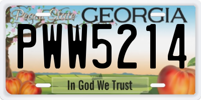 GA license plate PWW5214