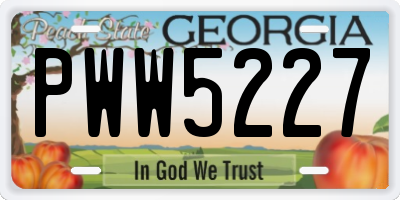 GA license plate PWW5227