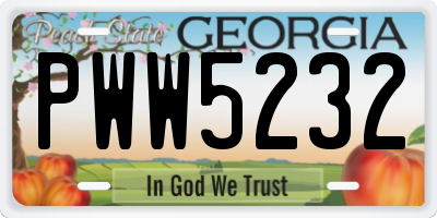 GA license plate PWW5232