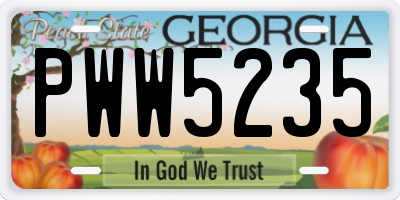 GA license plate PWW5235