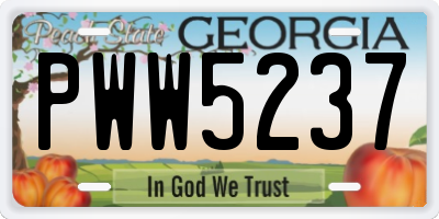 GA license plate PWW5237