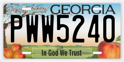 GA license plate PWW5240