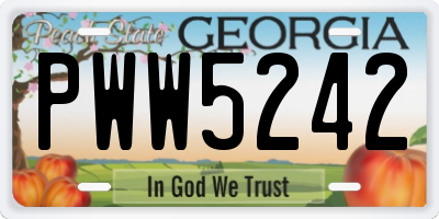 GA license plate PWW5242