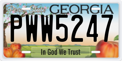 GA license plate PWW5247