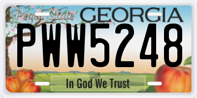 GA license plate PWW5248