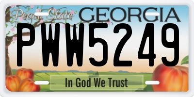 GA license plate PWW5249
