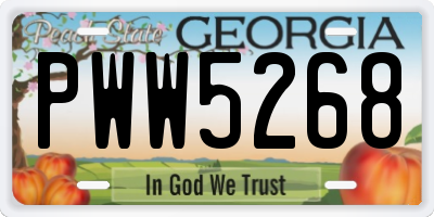 GA license plate PWW5268